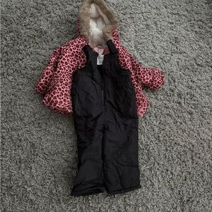 Jumping Beans Pink Leopard Print Jacket with Black Snowsuit